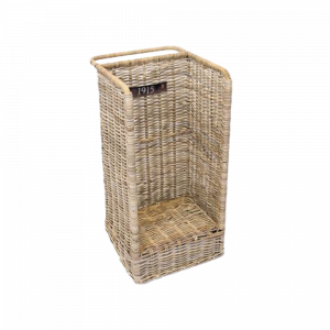 Haardmand Rotan Grijs Met Wielen 35x45h90cm
